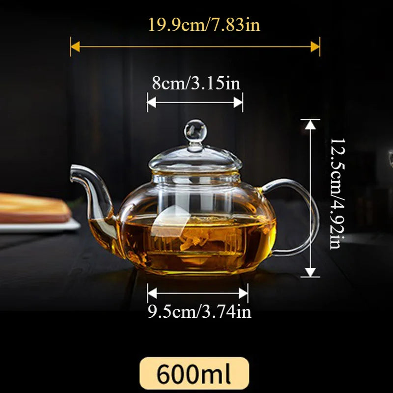 400ml/1000ml Heat-Resistant Glass Teapot with Strainer – Flower Kettle Kung Fu Teaware Set