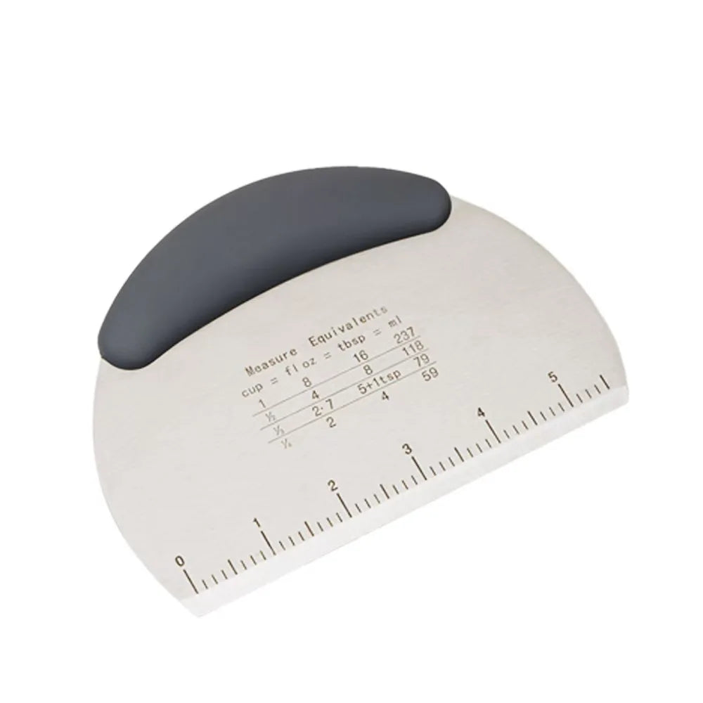 Stainless Steel Flour and Dough Cutter with Scale – Kitchen Scraper for Baking and Cooking