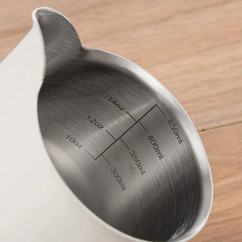 Stainless Steel Milk Frothing Jug – Latte Art Pitcher with Spout for Baristas, 350–600ml