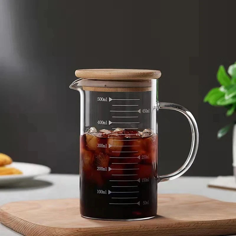 Glass Measuring Cup with Handle and Lid – 250ml to 1000ml Food Grade Measuring Jug