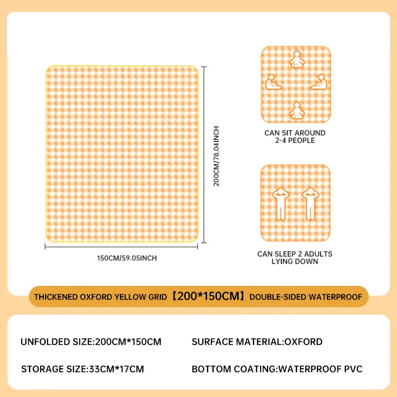 Yellow Waterproof Camping & Picnic Mat – Double-Sided Aluminium Sleeping Pad for Outdoor Use