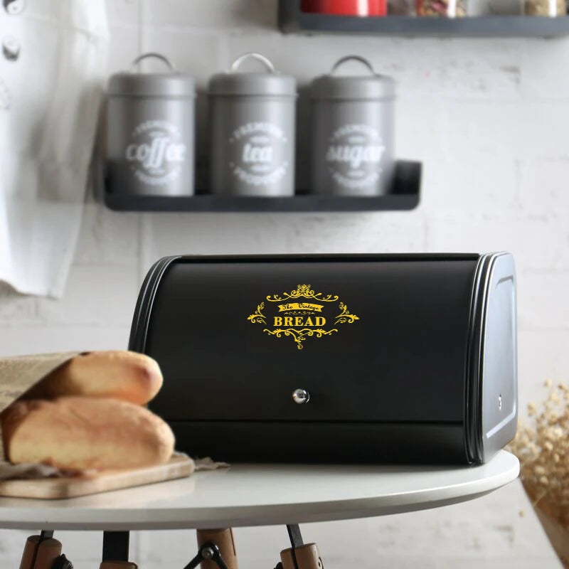 Metal Bread Storage Box – Carbon Steel Clamshell Bin for Keeping Bread Fresh