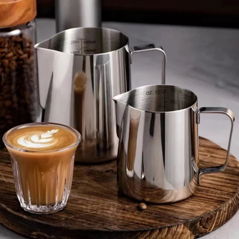 Stainless Steel Milk Frothing Jug – Latte Art Pitcher with Spout for Baristas, 350–600ml