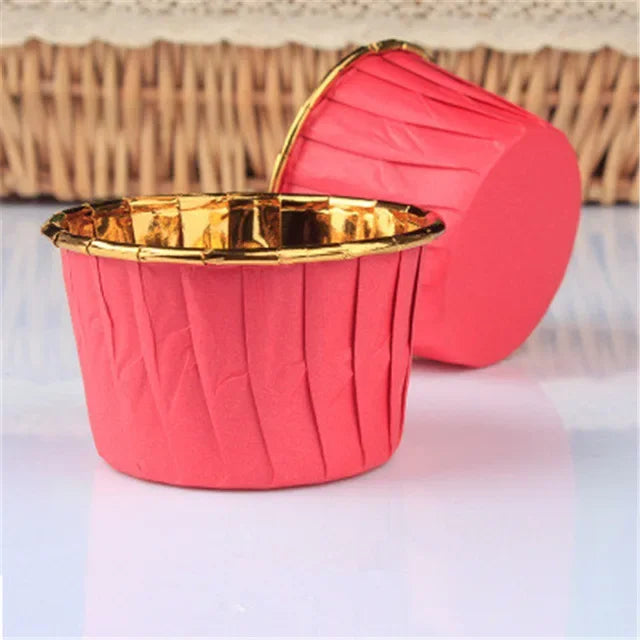 50pcs Gold Muffin Cupcake Liners – Oilproof Baking Cups for Weddings, Parties and Events