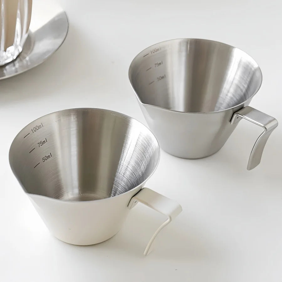100ml Stainless Steel Espresso Extraction Cup – Coffee Cup with Scale for Home or Café Use