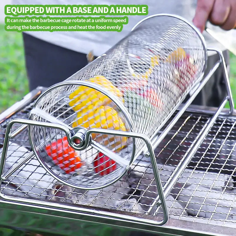 Rolling BBQ Grill Mesh Basket