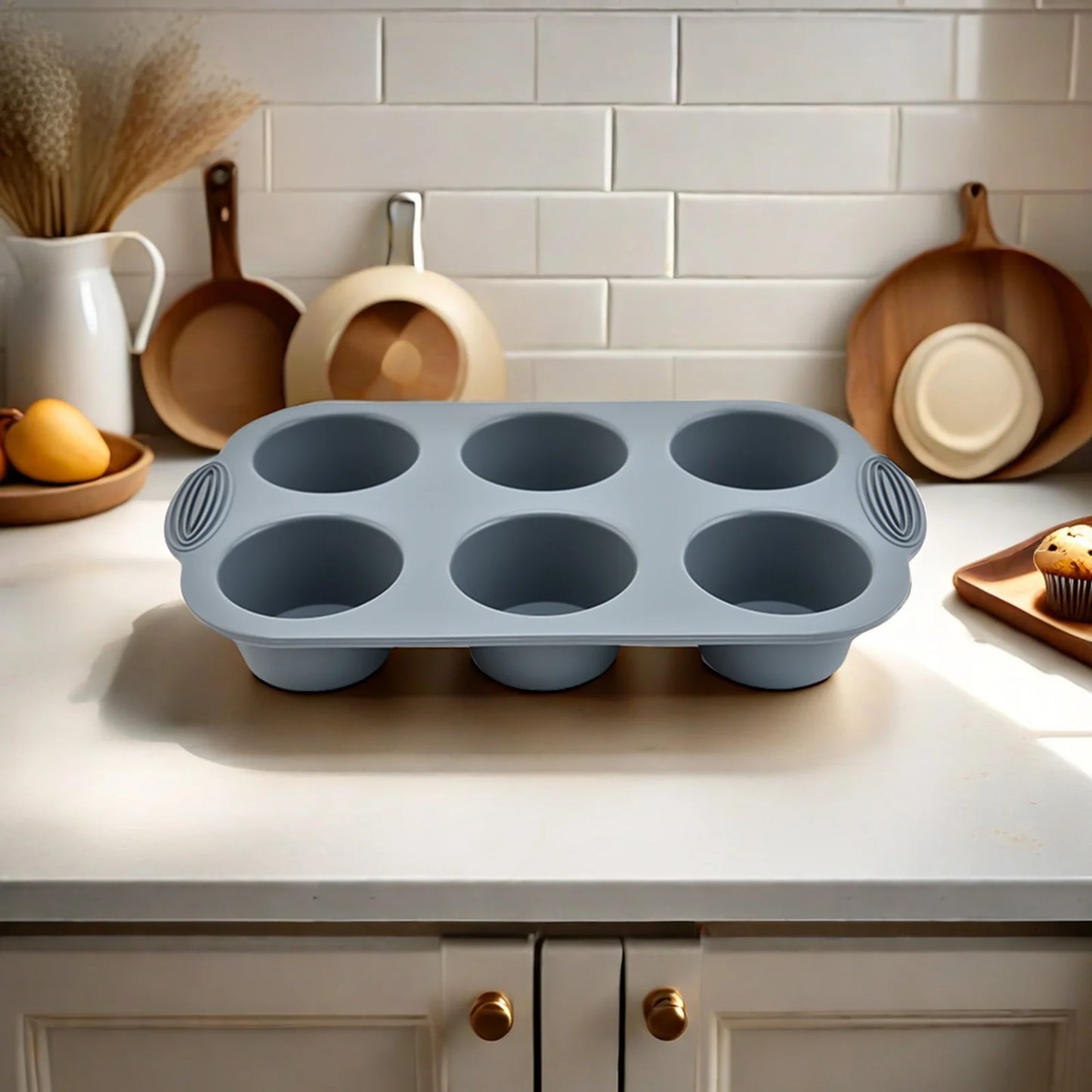Silicone 6-Cup Cake Mould – Non-Stick Muffin Tray for Baking Cupcakes, Cakes and Biscuits