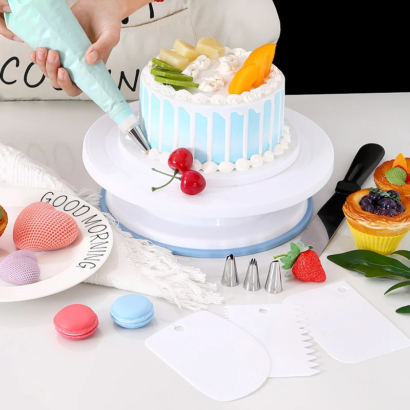 Macaron Rotating Cake Turntable – 11" Revolving Stand for Cake Decorating and Baking