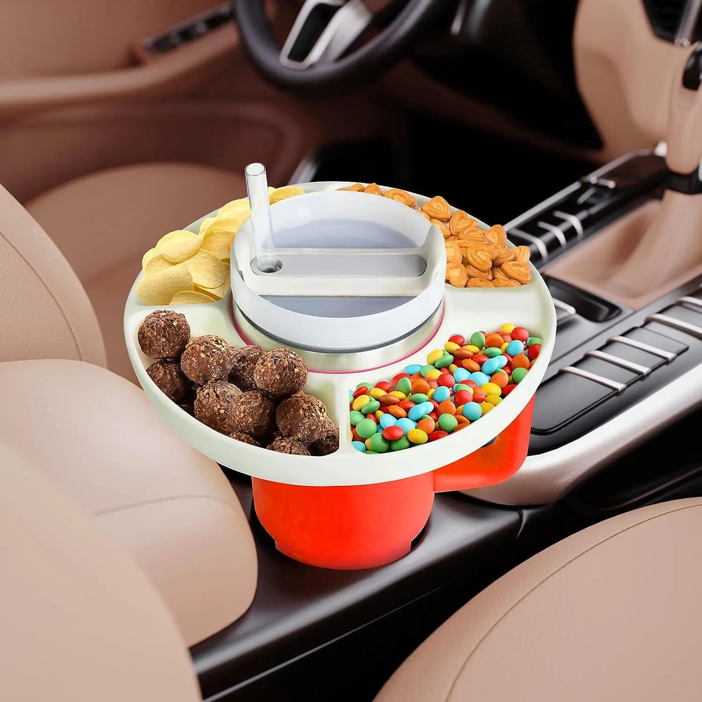 Silicone Snack Bowl for Stanley 40oz – Reusable 4-Compartment Tray for Tumbler Cups