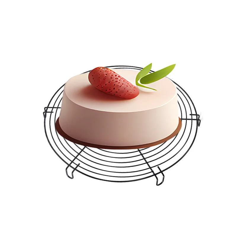 Round Nonstick Cooling Rack – Carbon Steel Cake Rack for Baking & Kitchen Use