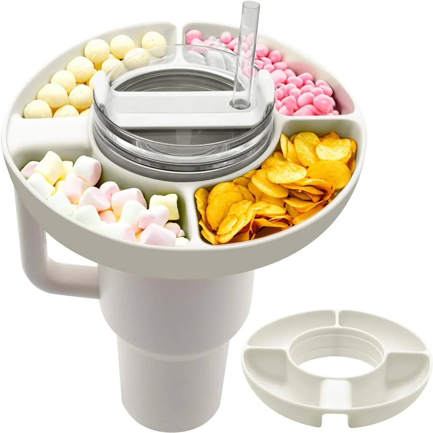 Silicone Snack Bowl for Stanley 40oz – Reusable 4-Compartment Tray for Tumbler Cups
