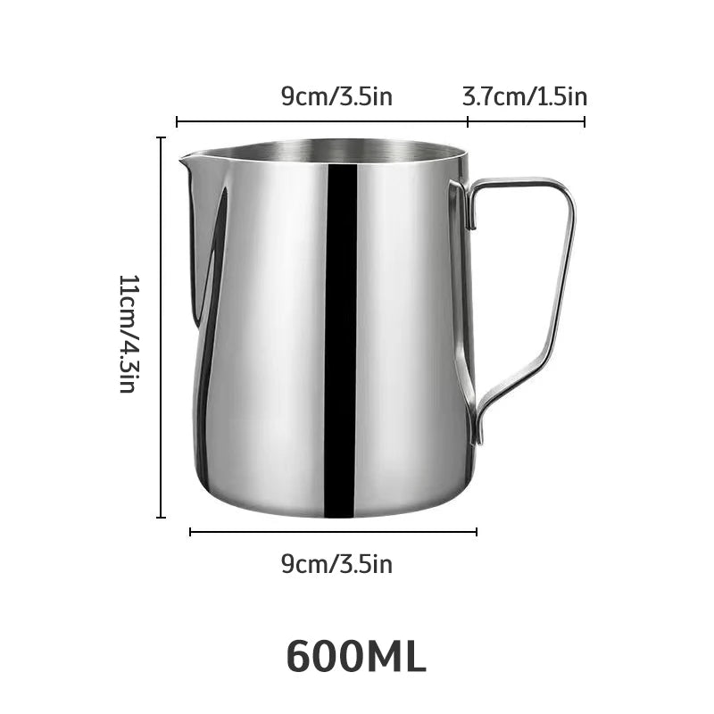 Stainless Steel Milk Frothing Jug – Latte Art Pitcher with Spout for Baristas, 350–600ml