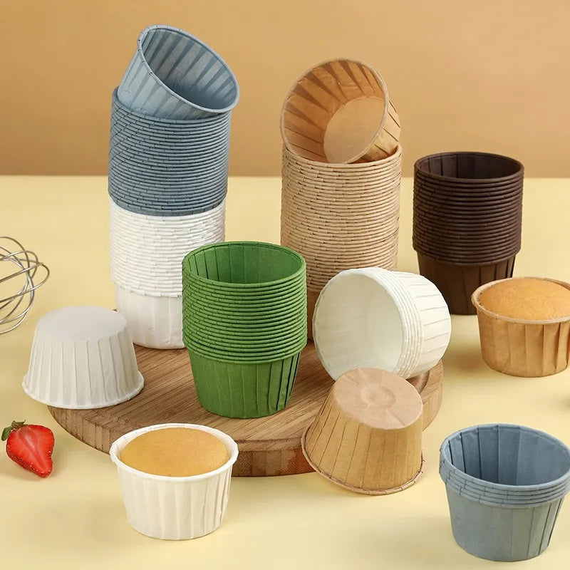 50pcs Gold Muffin Cupcake Liners – Oilproof Baking Cups for Weddings, Parties and Events