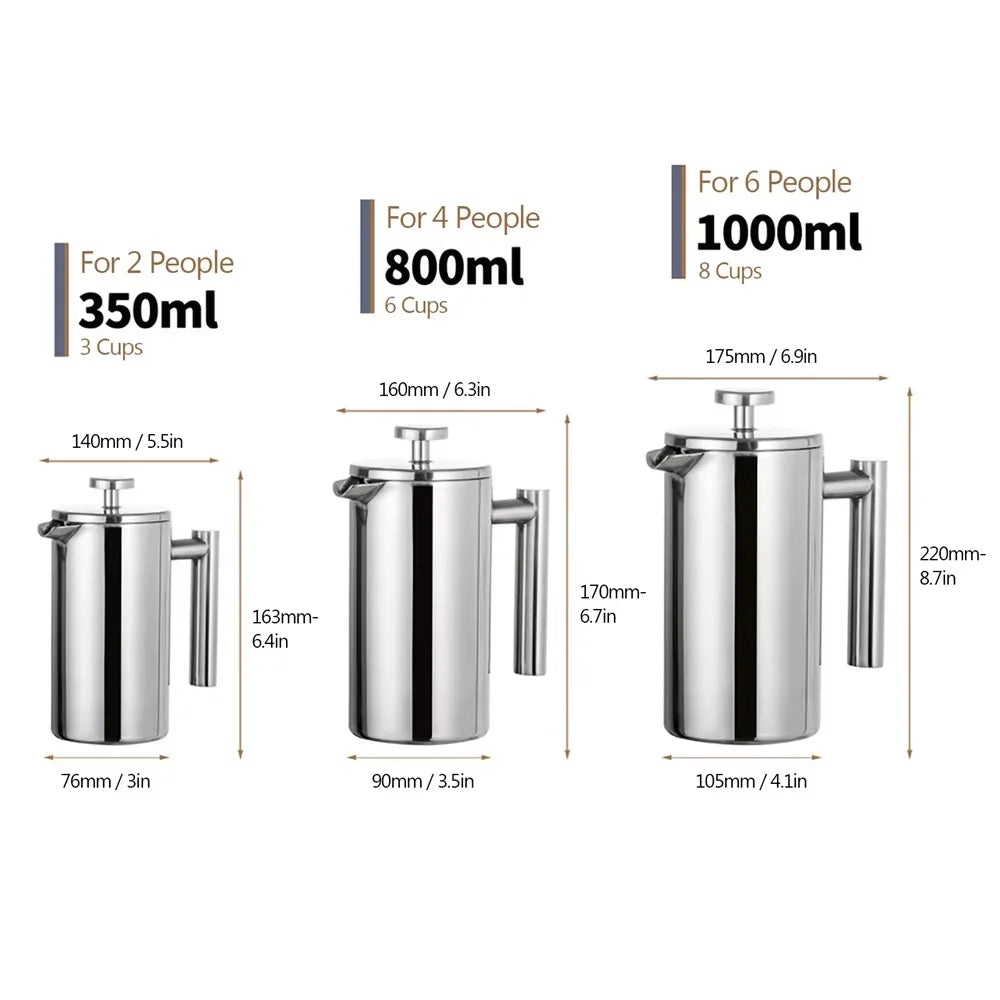 Stainless Steel Coffee French Press Jug – Durable & Stylish Brew Maker