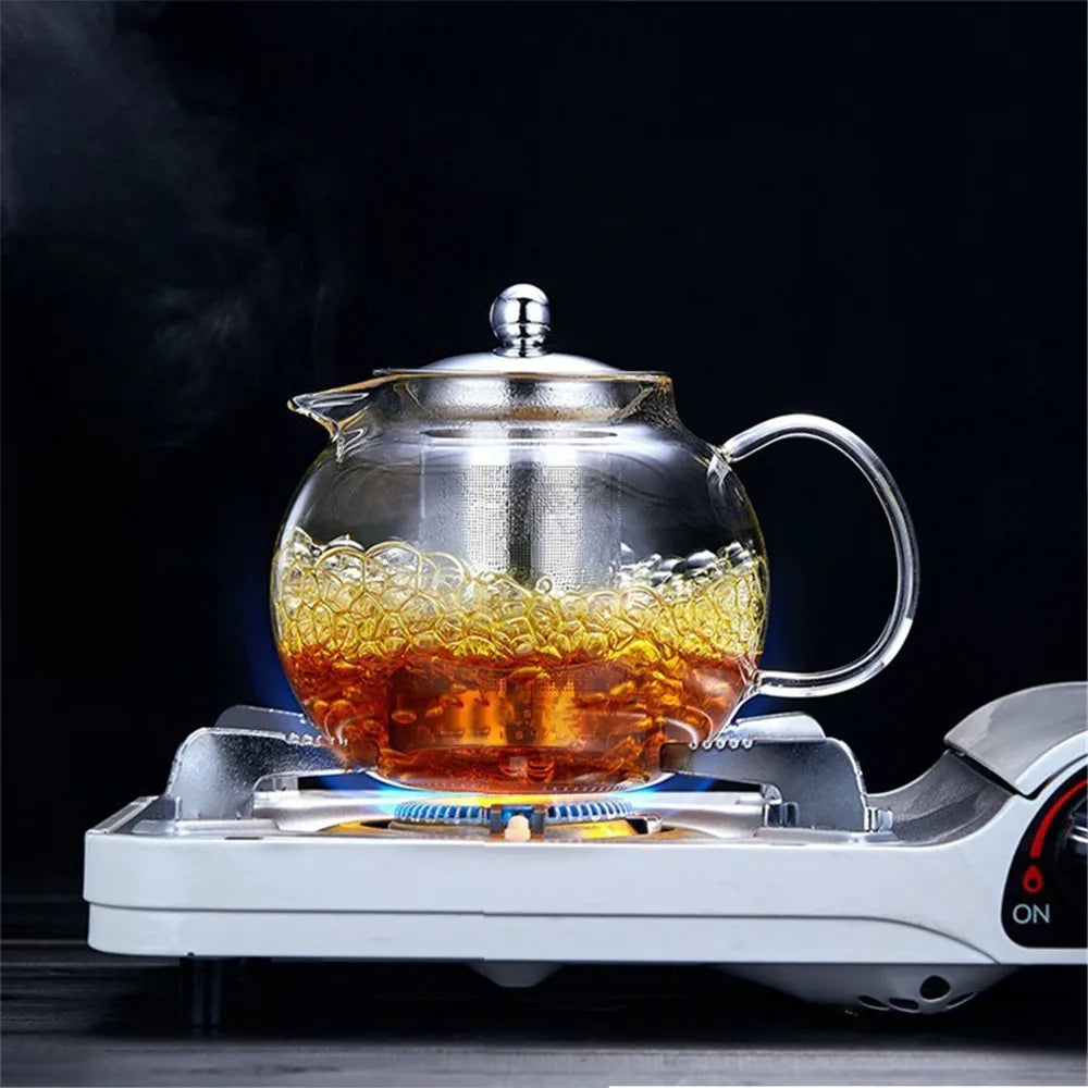 Heat Resistant Glass Teapot with Stainless Steel Infuser – 650ml, 950ml or 1300ml