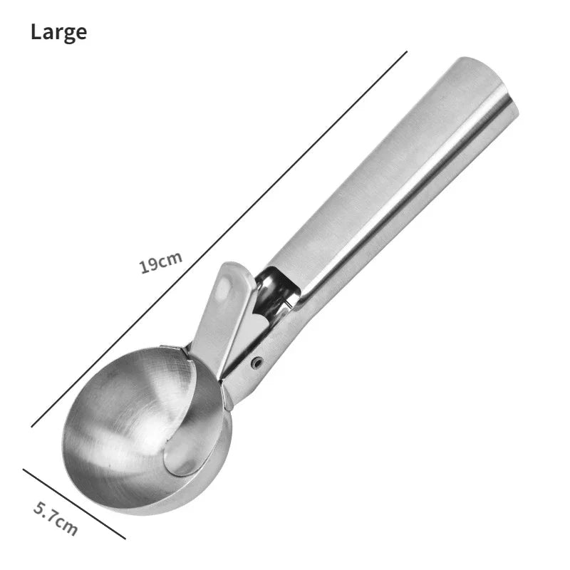 Multifunctional Stainless Steel Ice Cream Scoop – Dual-Purpose Fruit and Watermelon Ball Spoon