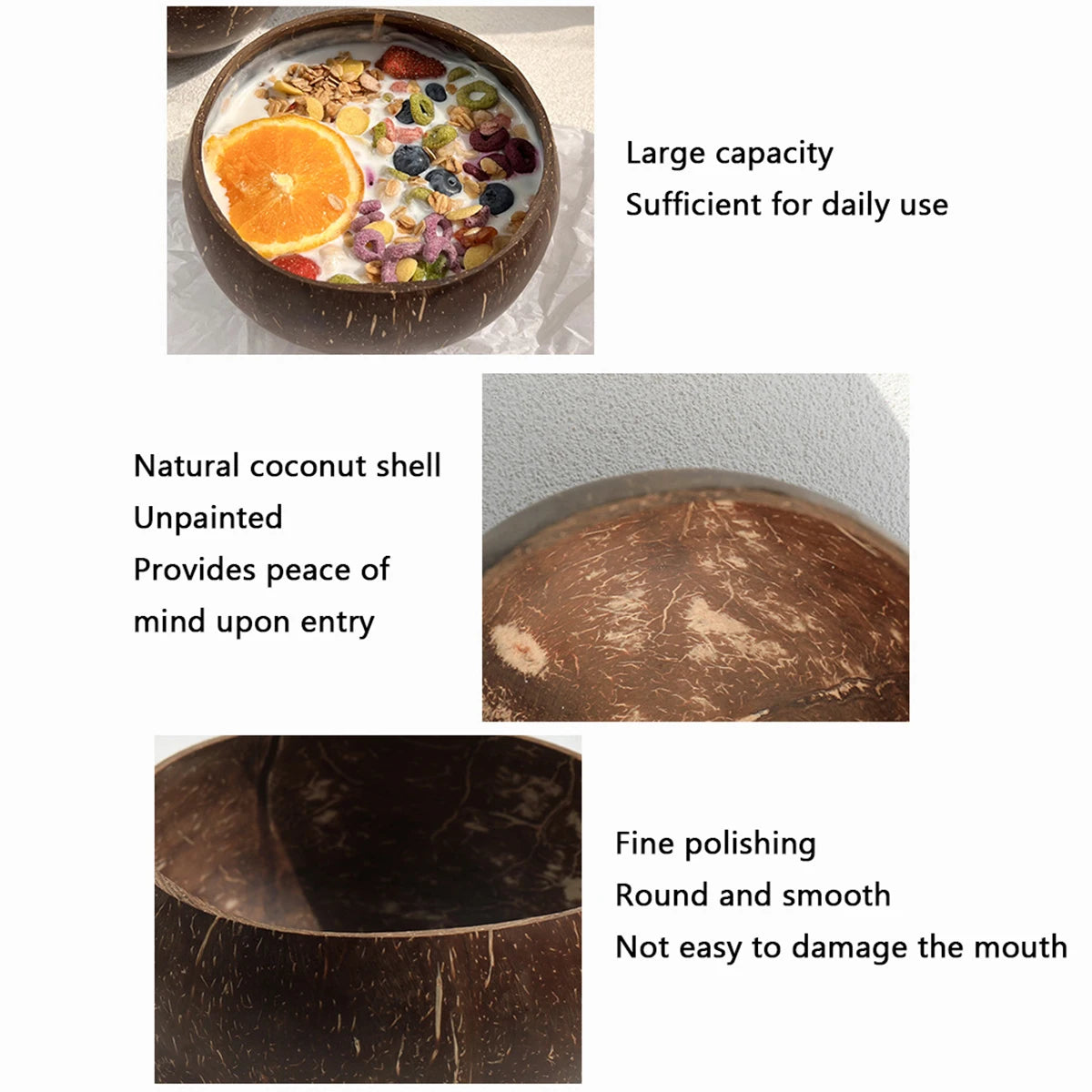 Natural Coconut Shell Bowl and Spoon Set