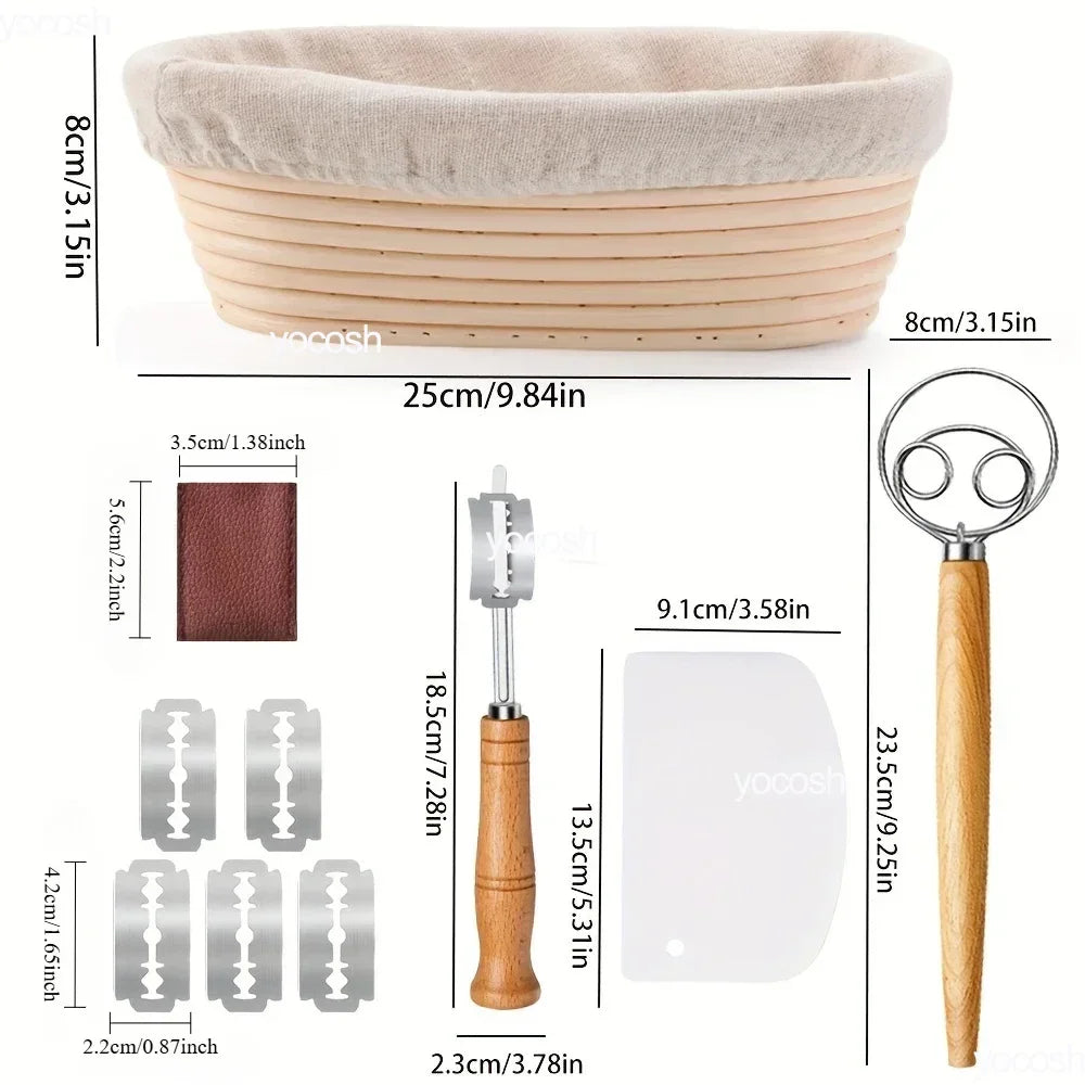 Professional Sourdough Baking Set – Proofing Basket, Mat, Tools & 24oz Starter Jar
