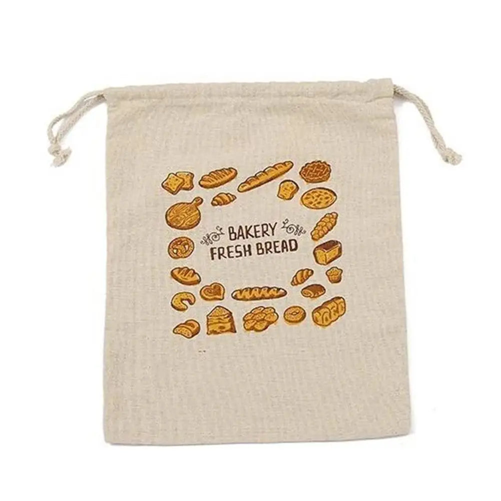 Reusable Linen Bread Storage Bag – Large Drawstring Unbleached Natural Organiser