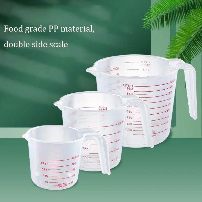 Silicone Plastic Measuring Cups – 250ml, 500ml, 1000ml Kitchen Jug Set