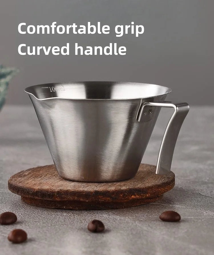 100ml Stainless Steel Espresso Extraction Cup – Coffee Cup with Scale for Home or Café Use