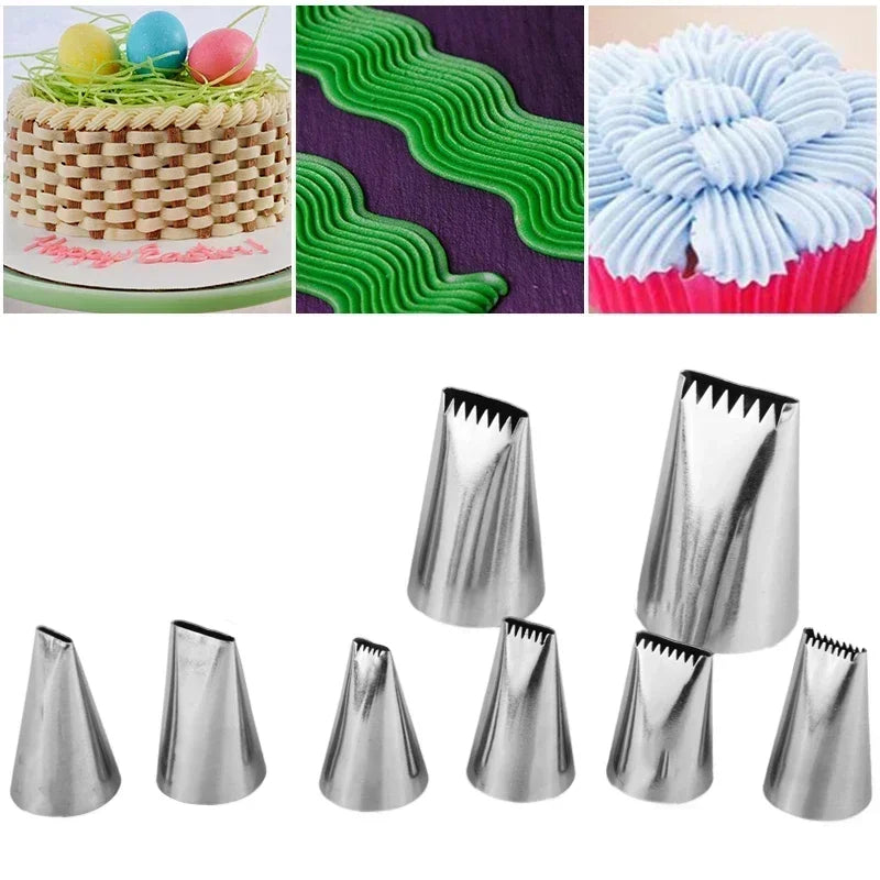 Basket Weave Icing Nozzles – Stainless Steel Piping Tips for Cake & Cupcake Decorating