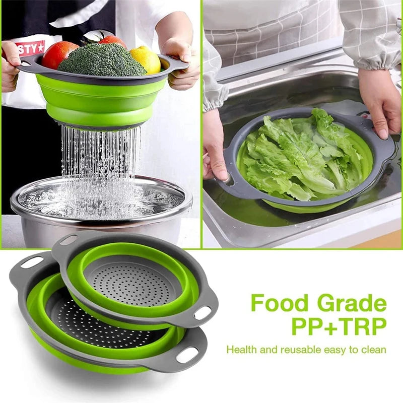 2pcs Silicone Folding Drainer Basket
