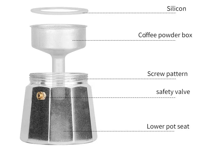 600ml Moka Coffee Pot – Italian-Style Aluminium Espresso Maker for Stove-Top Brewing