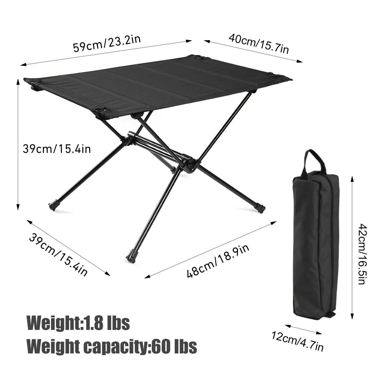 WESTTUNE Lightweight Camping Folding Table – Portable Roll-Up Aluminium Table with Oxford Fabric Top