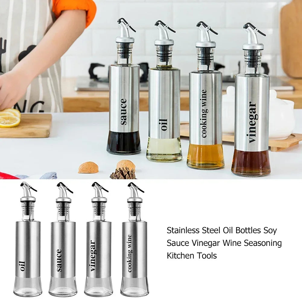 Stainless Steel Oil Bottle – 300ml/500ml Dispenser for Olive Oil, Vinegar & Sauces
