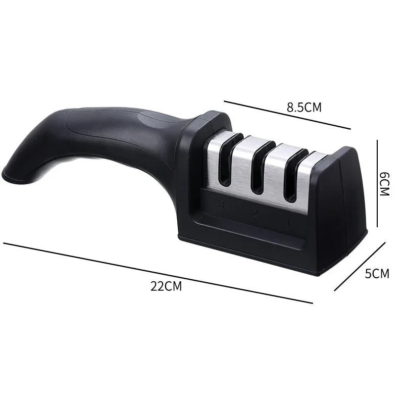 3-Stage Knife Sharpener with Anti-Slip Base – Quick Handheld Sharpening Tool