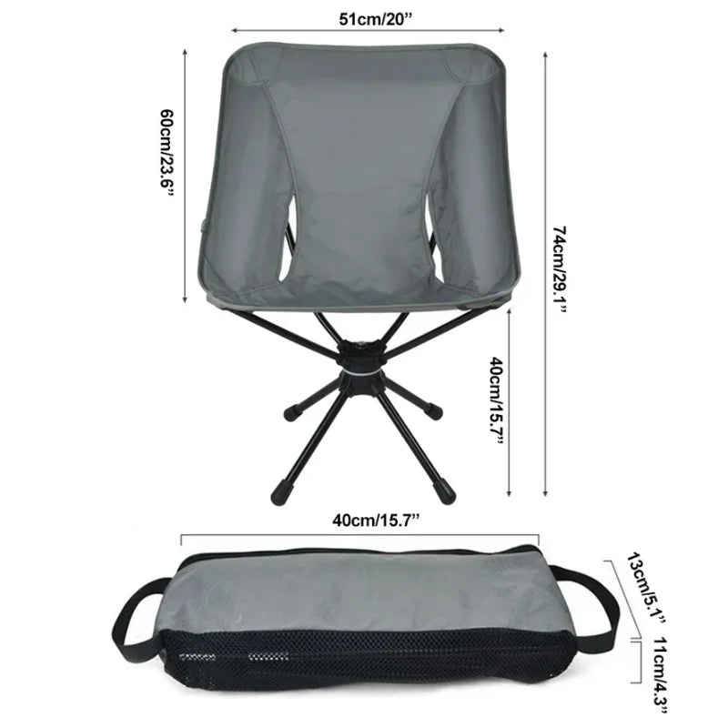 Swivel Camping Chair – Lightweight Folding Seat with Carry Bag for Hiking, Fishing & Travel
