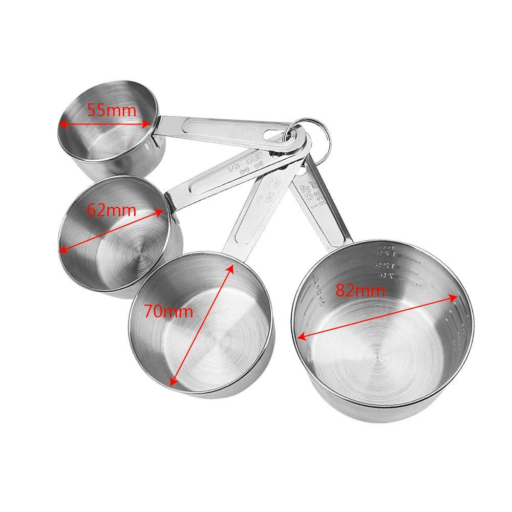 4-Piece Stainless Steel Measuring Cup Set – Baking and Cooking Measuring Tools