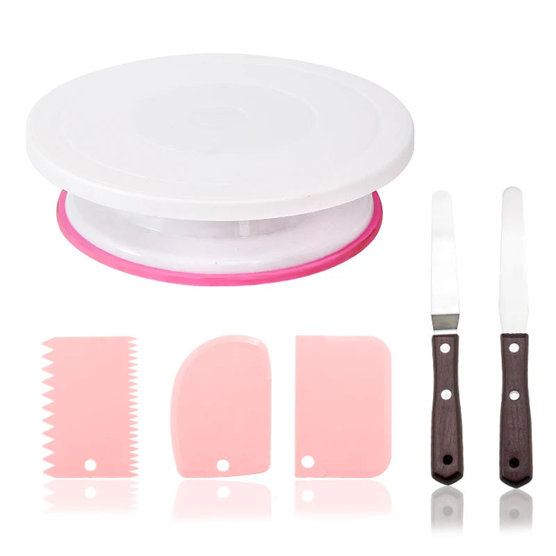 Macaron Rotating Cake Turntable – 11" Revolving Stand for Cake Decorating and Baking