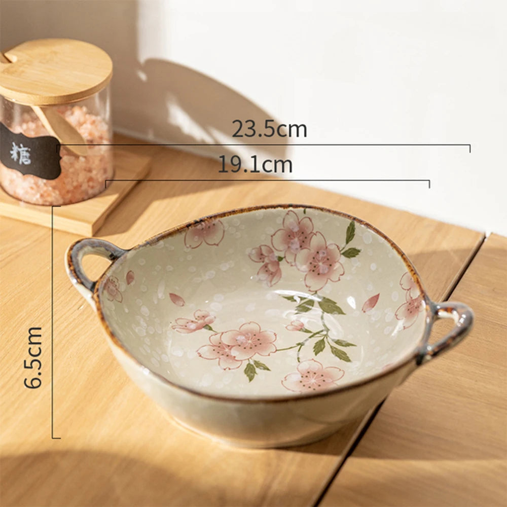 7.5-Inch Ceramic Soup & Noodle Bowl with Handle – Microwave & Oven Safe Tableware