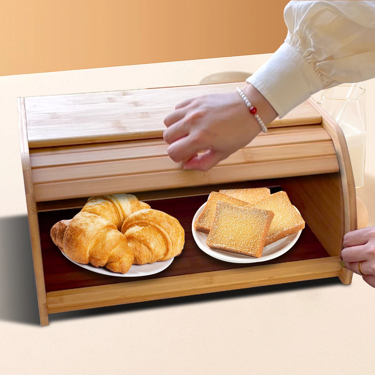 Bamboo Bread Box – Eco-Friendly Kitchen Storage for Bread, Rolls & Baked Goods