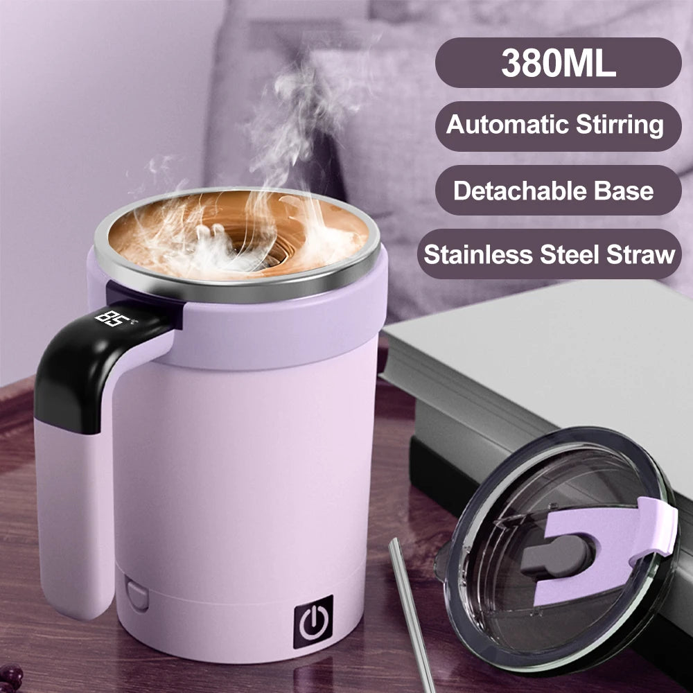 Rechargeable Self-Stirring Mug – Magnetic Electric Coffee Mixer with Lid, 380ml