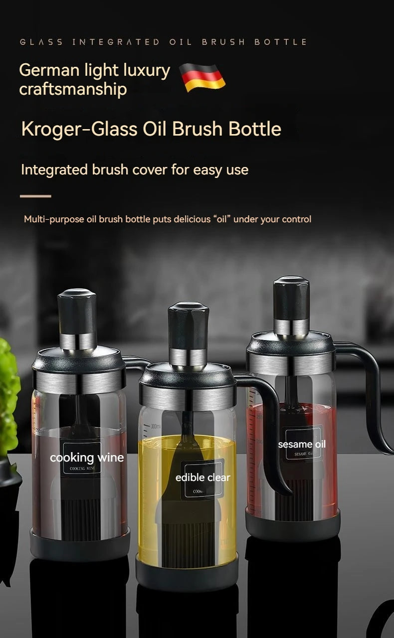 Silicone Oil Brush with Glass Bottle – High Temp Resistant, Non-Shedding, for Kitchen & BBQ