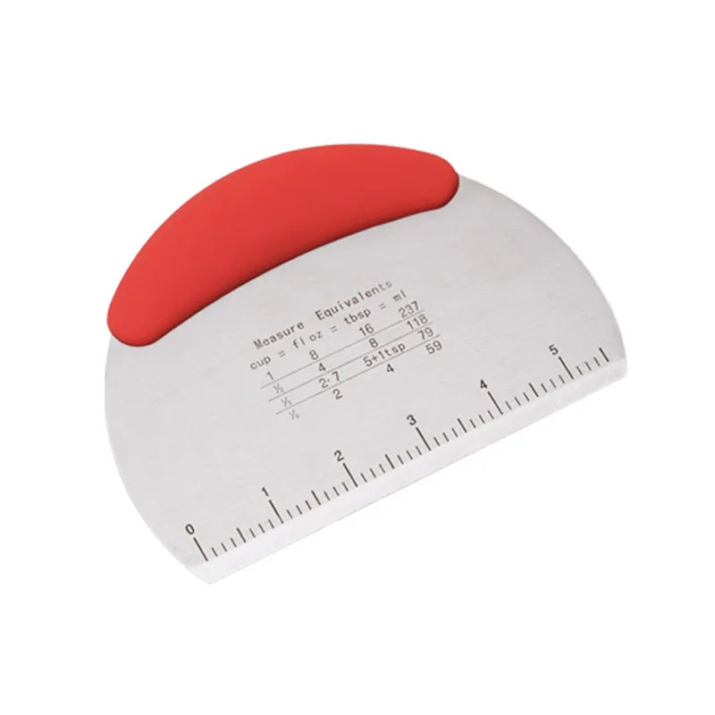 Stainless Steel Flour and Dough Cutter with Scale – Kitchen Scraper for Baking and Cooking