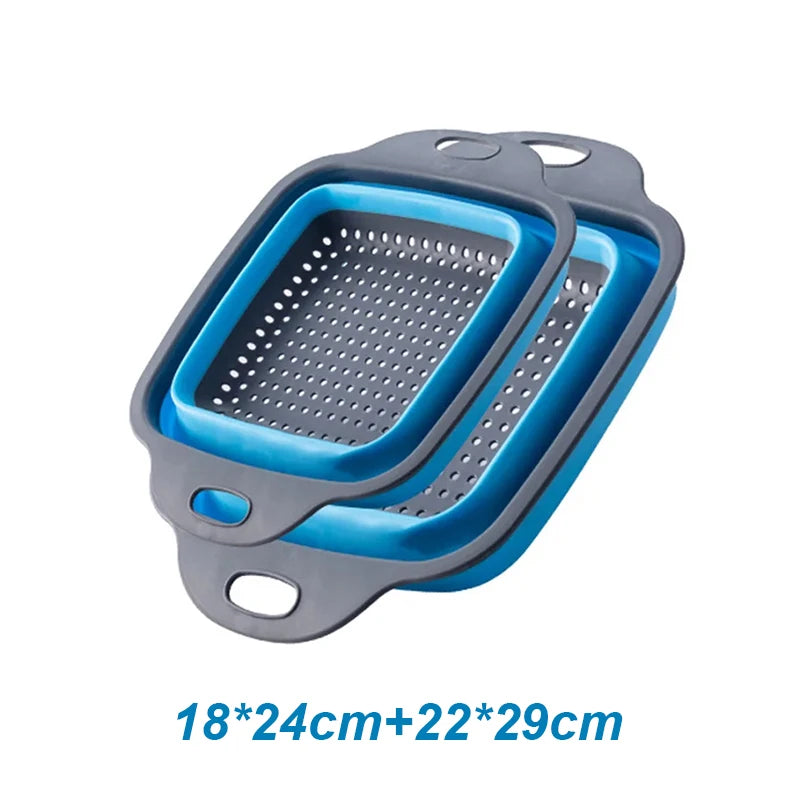 2pcs Silicone Folding Drainer Basket