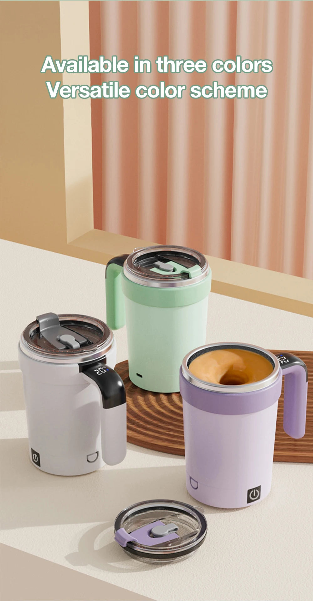Rechargeable Self-Stirring Mug – Magnetic Electric Coffee Mixer with Lid, 380ml