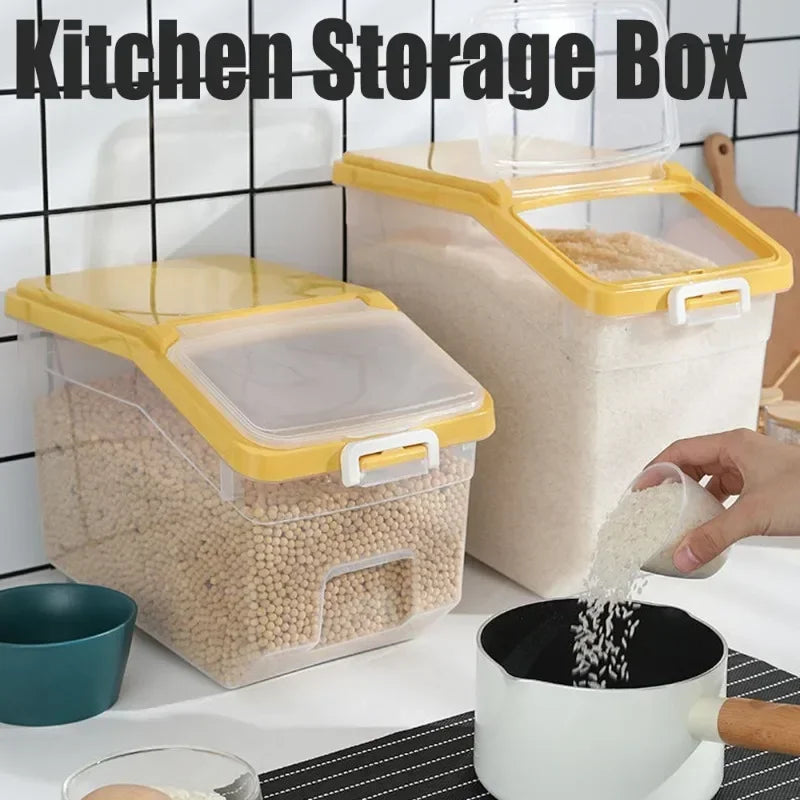 Storage Container with Lid, Wheels & Scoop – Airtight Grain & Cereal Dispenser