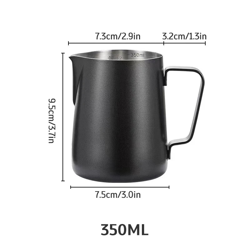 Stainless Steel Milk Frothing Jug – Latte Art Pitcher with Spout for Baristas, 350–600ml