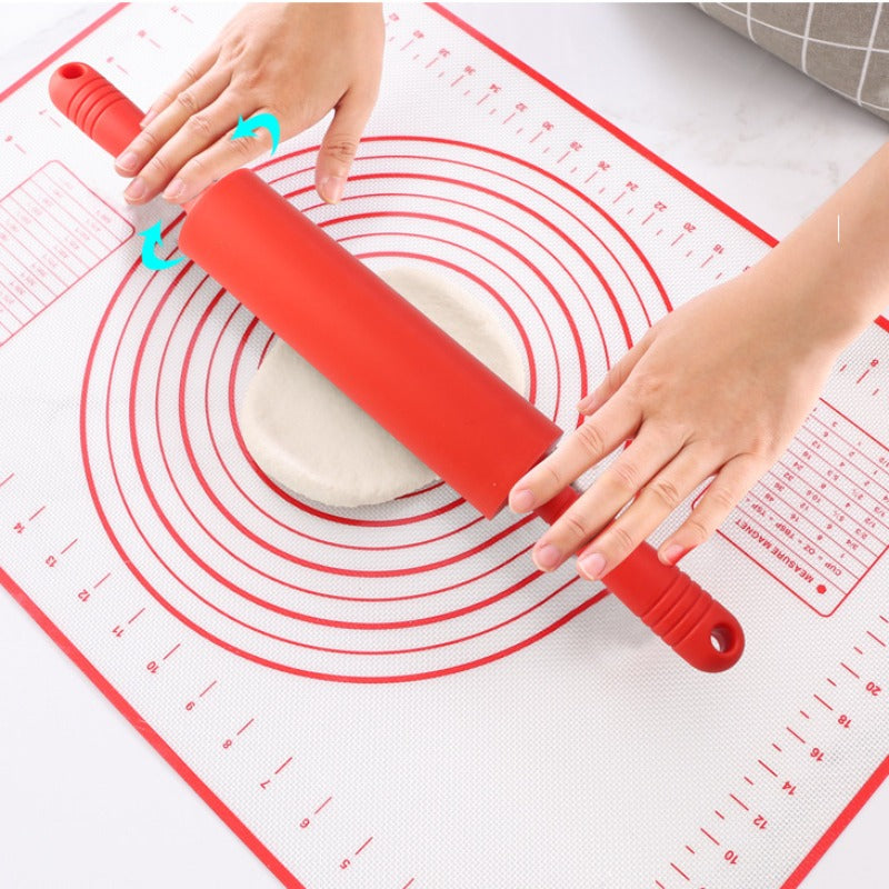 Mini Silicone Rolling Pin – 23cm Non-stick Dough Roller with Wooden Handle
