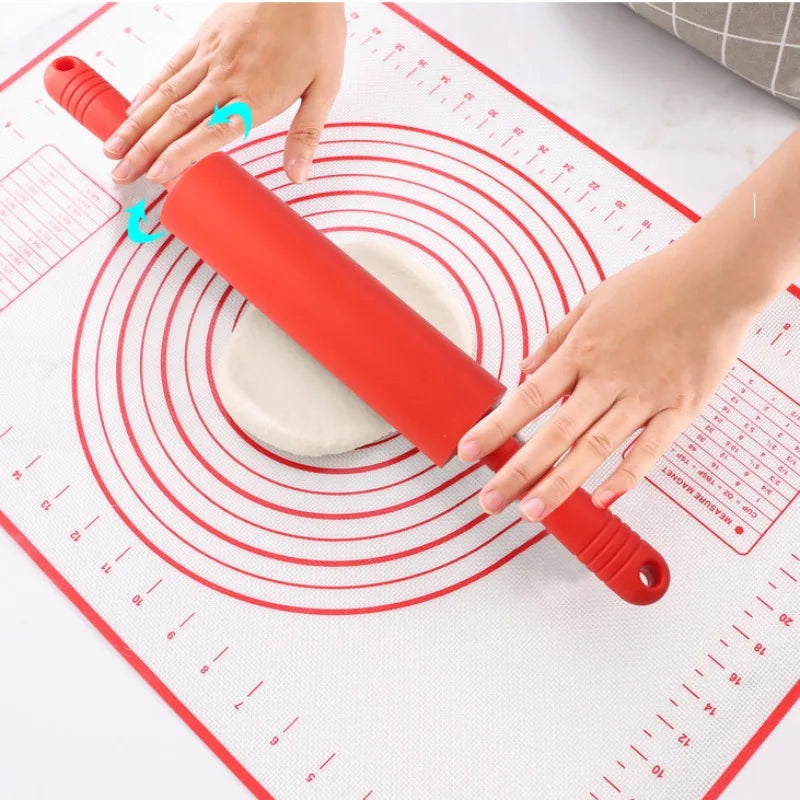 Mini Silicone Rolling Pin – 23cm Non-stick Dough Roller with Wooden Handle