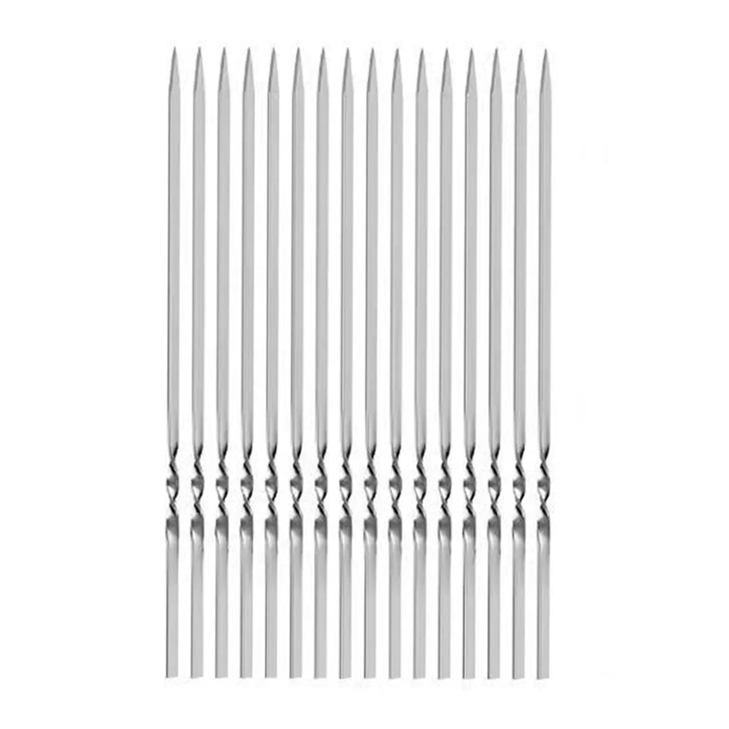 20pcs Stainless Steel BBQ Skewers – Reusable Flat Rotating Sticks for Grill & Garden BBQ