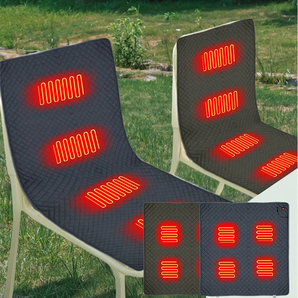 USB Heated Seat Cushion – 4-Zone Electric Mat for Camping, Office & Outdoor Warmth