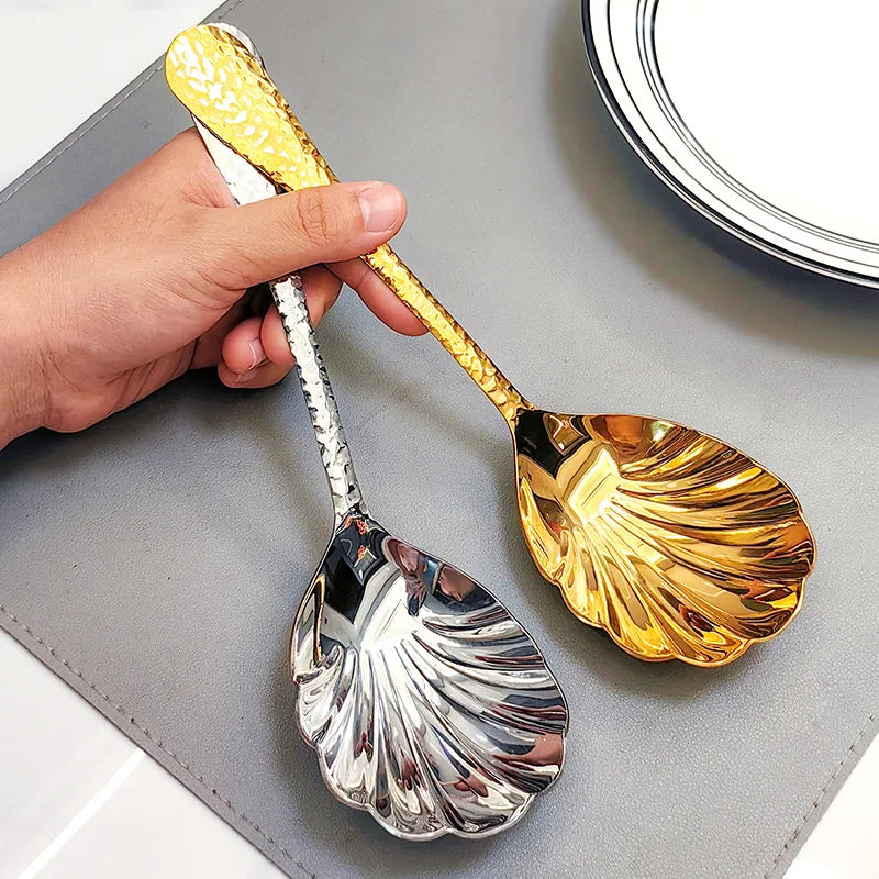 Stainless Steal Shell Pattern Serving Spoon