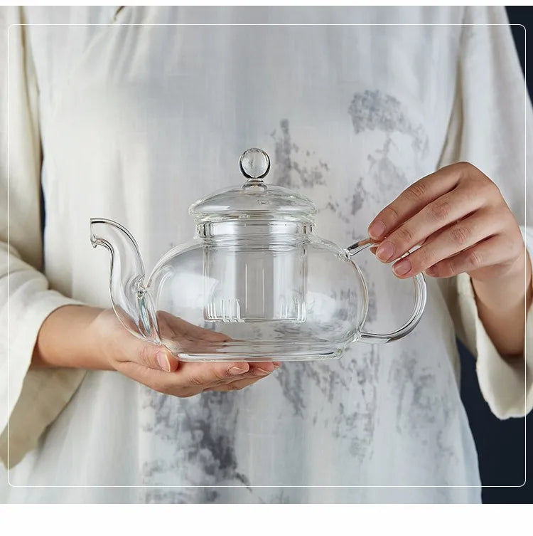400ml/1000ml Heat-Resistant Glass Teapot with Strainer – Flower Kettle Kung Fu Teaware Set