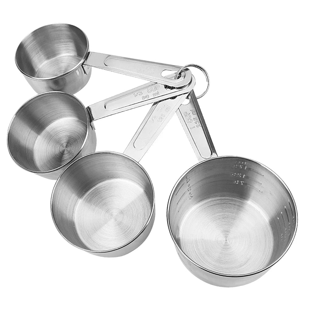4-Piece Stainless Steel Measuring Cup Set – Baking and Cooking Measuring Tools